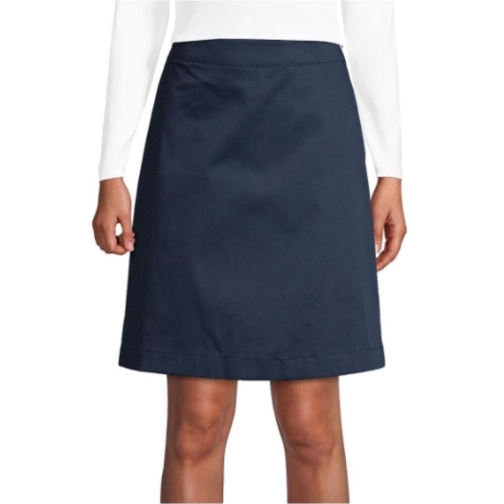 Lands' End Uniform Chino Skort Above Knee Classic Navy Blue Womens Regular - 4